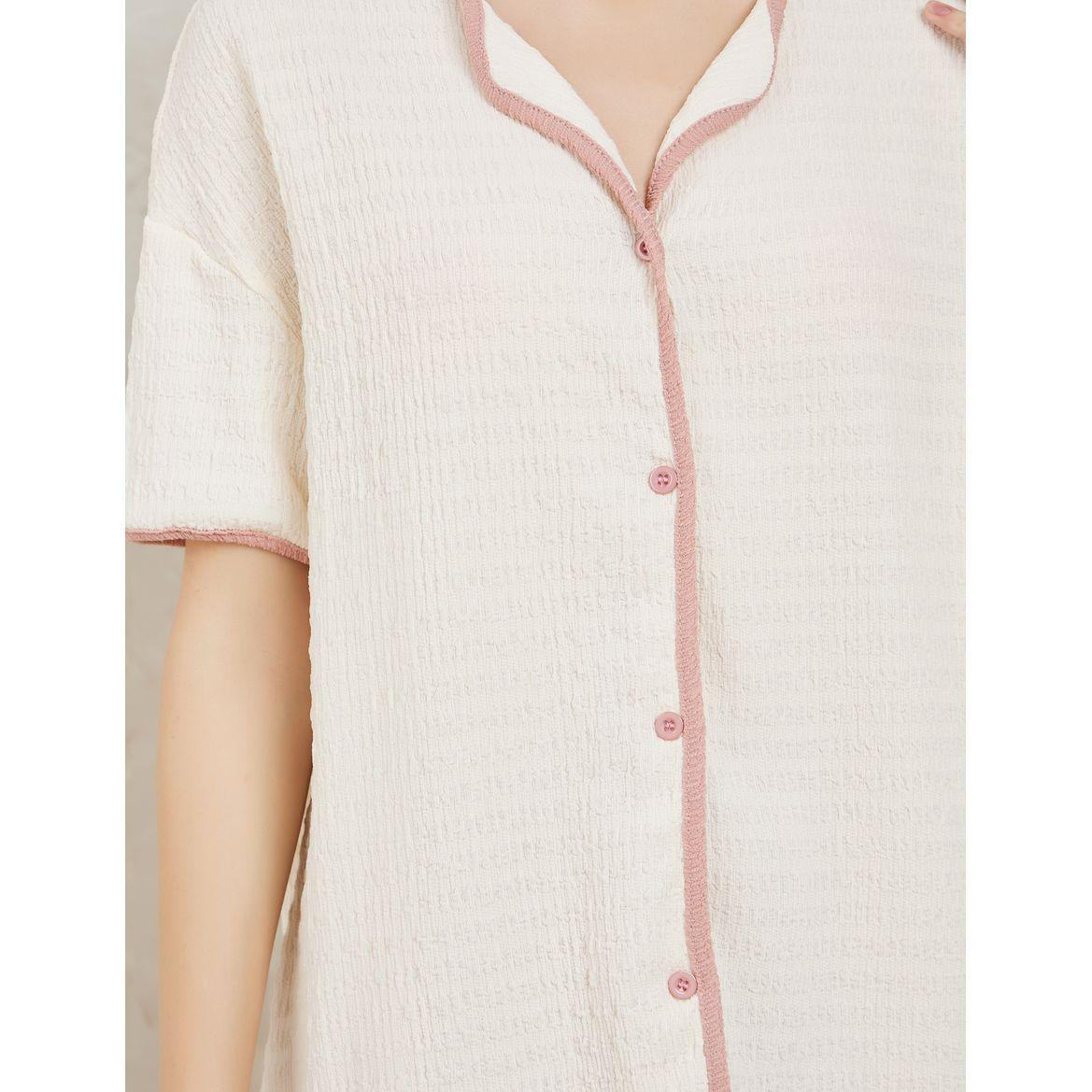 Styli Unwind Textured Contrast Edge & Pyjama Set-women-clothing-nightwear-pyjamas-longsets-image-3