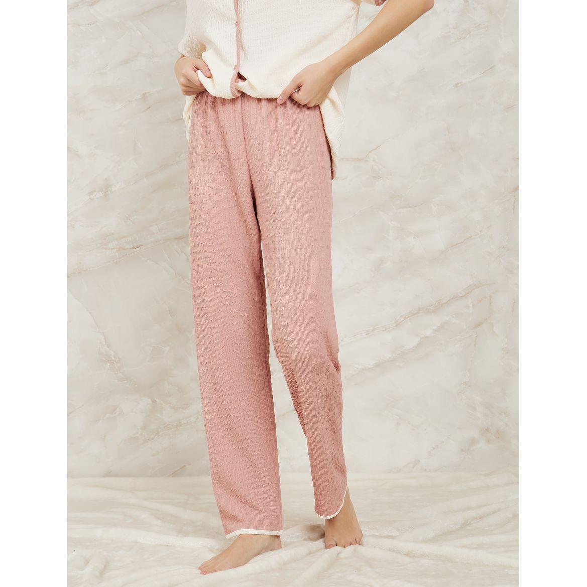 Styli Unwind Textured Contrast Edge & Pyjama Set-women-clothing-nightwear-pyjamas-longsets-image-4