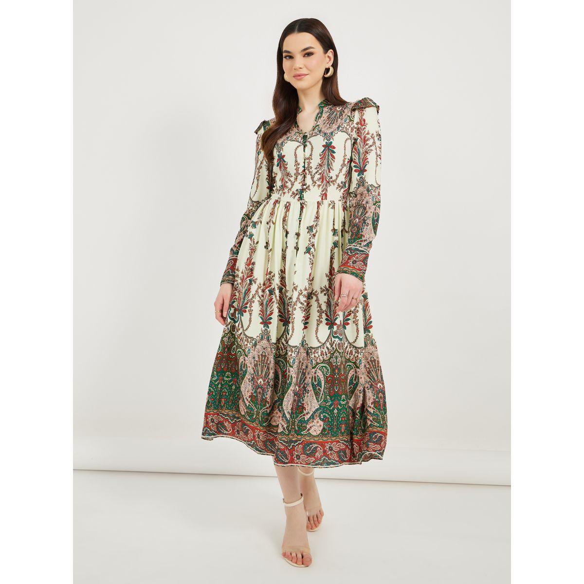 Styli Paisley Print Long Sleeve A-Line Midi Dress-women-clothing-dresses-image-2