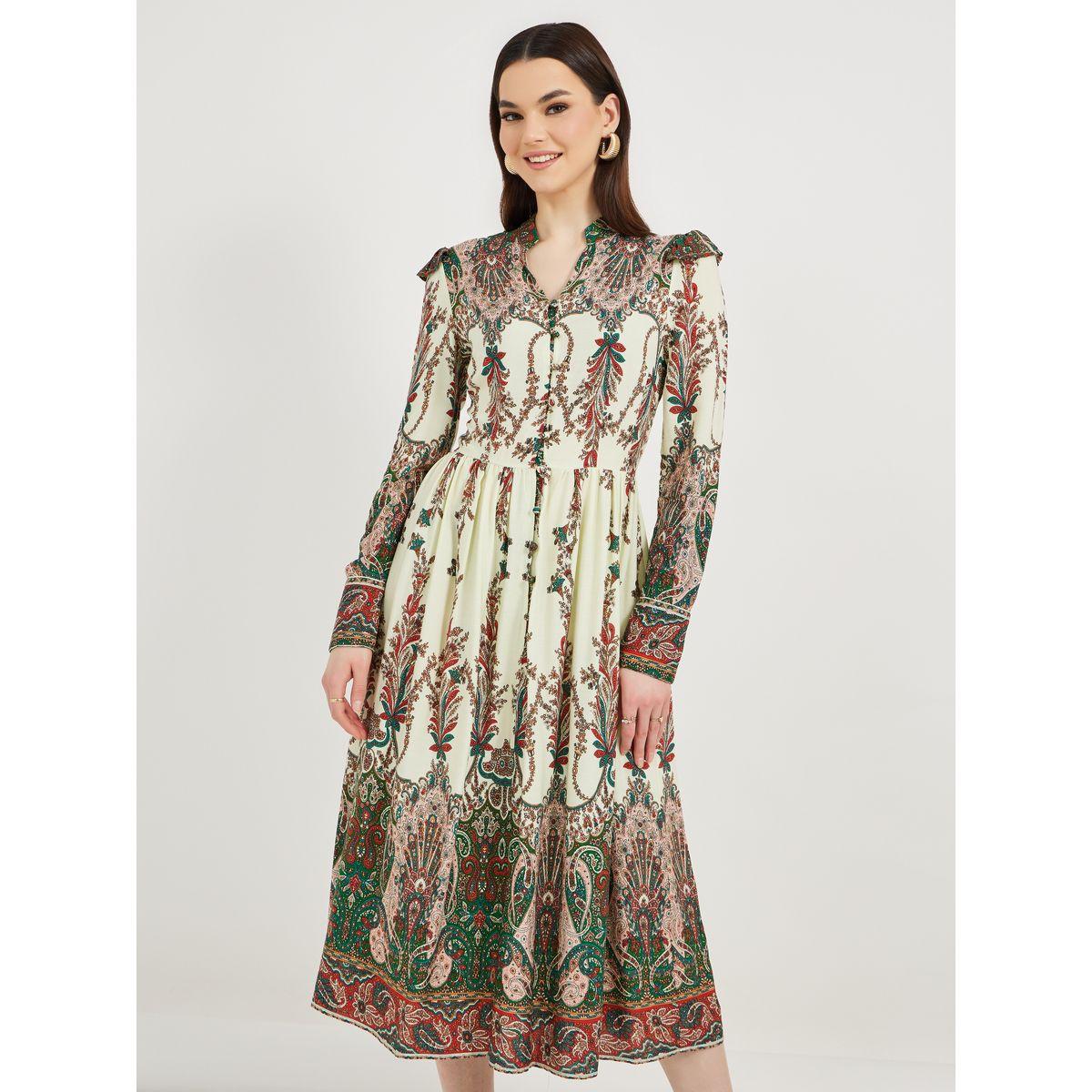 Styli Paisley Print Long Sleeve A-Line Midi Dress-women-clothing-dresses-image-3
