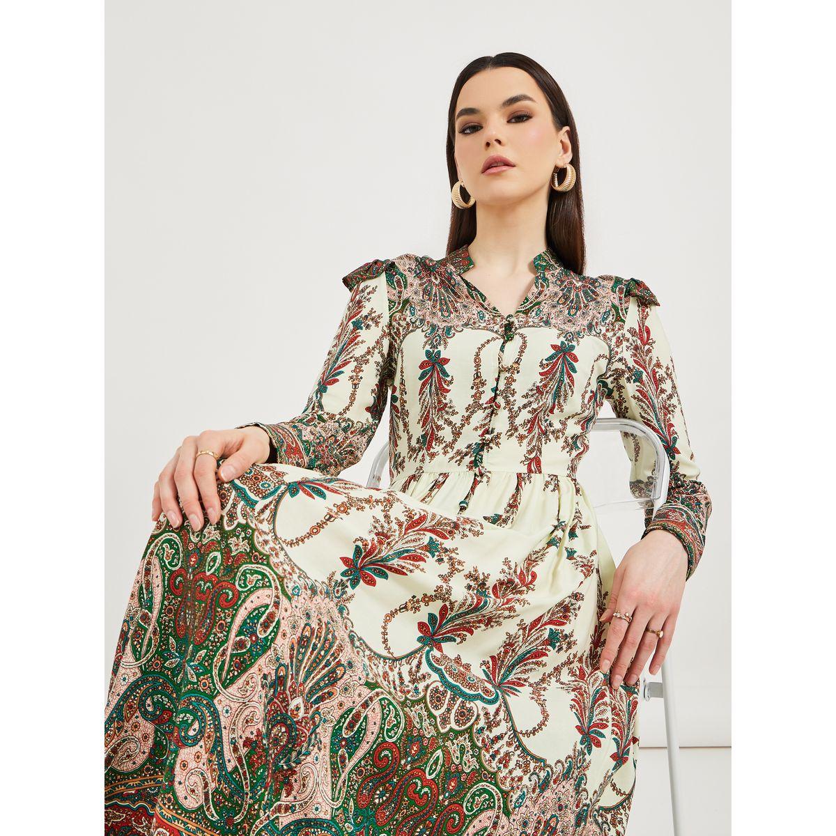 Styli Paisley Print Long Sleeve A-Line Midi Dress-women-clothing-dresses-image-4