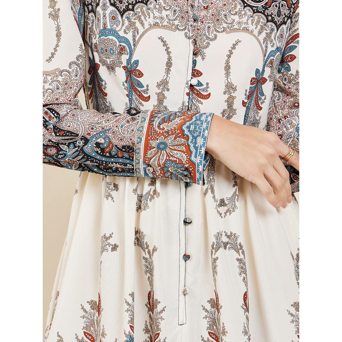 فستان ميدي بطبعة بيزلي مع أزرار غلق-women-clothing-dresses-image-3