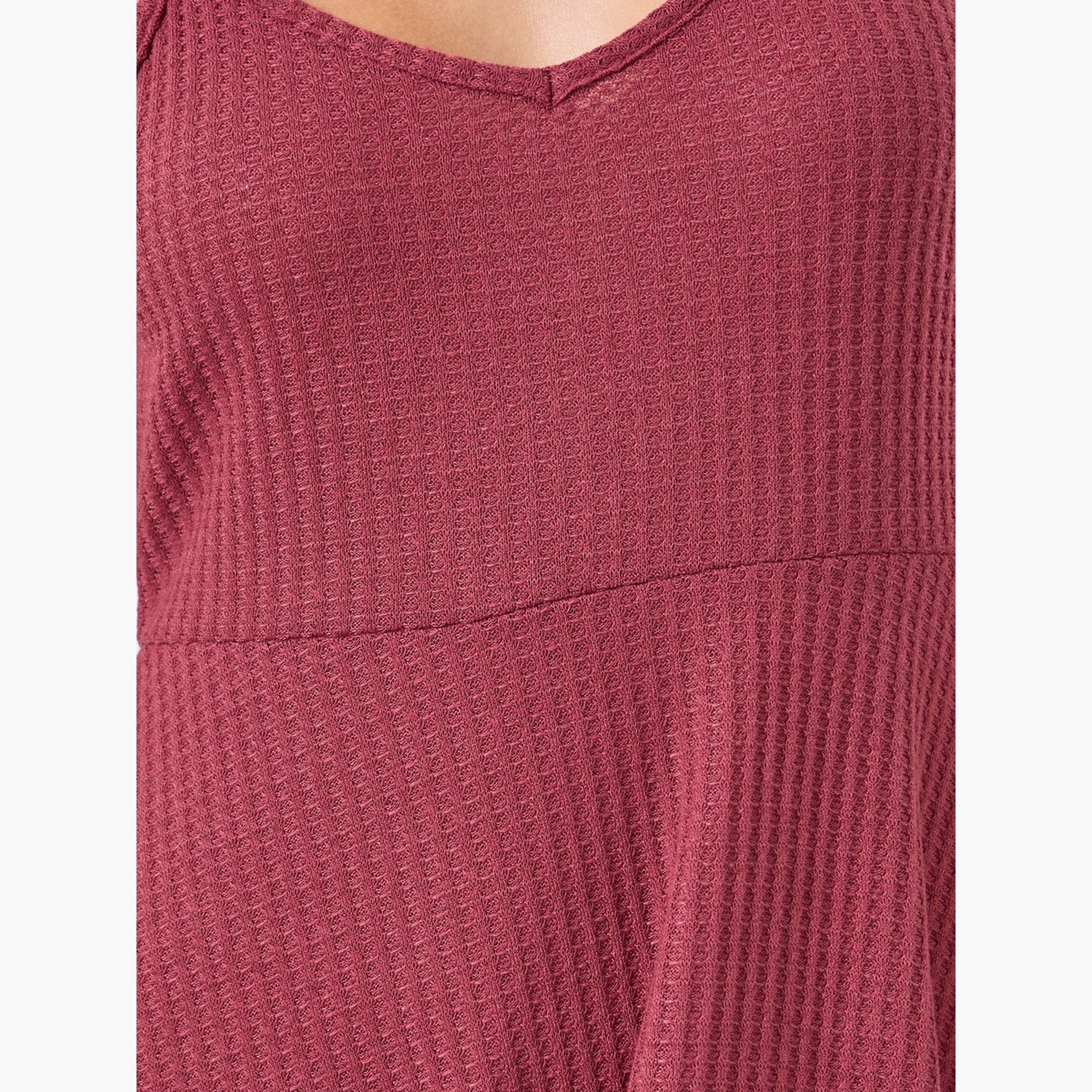 قميص نوم محبوك بنمط وافل مع حمالات-women-clothing-nightwear-nighties-image-3
