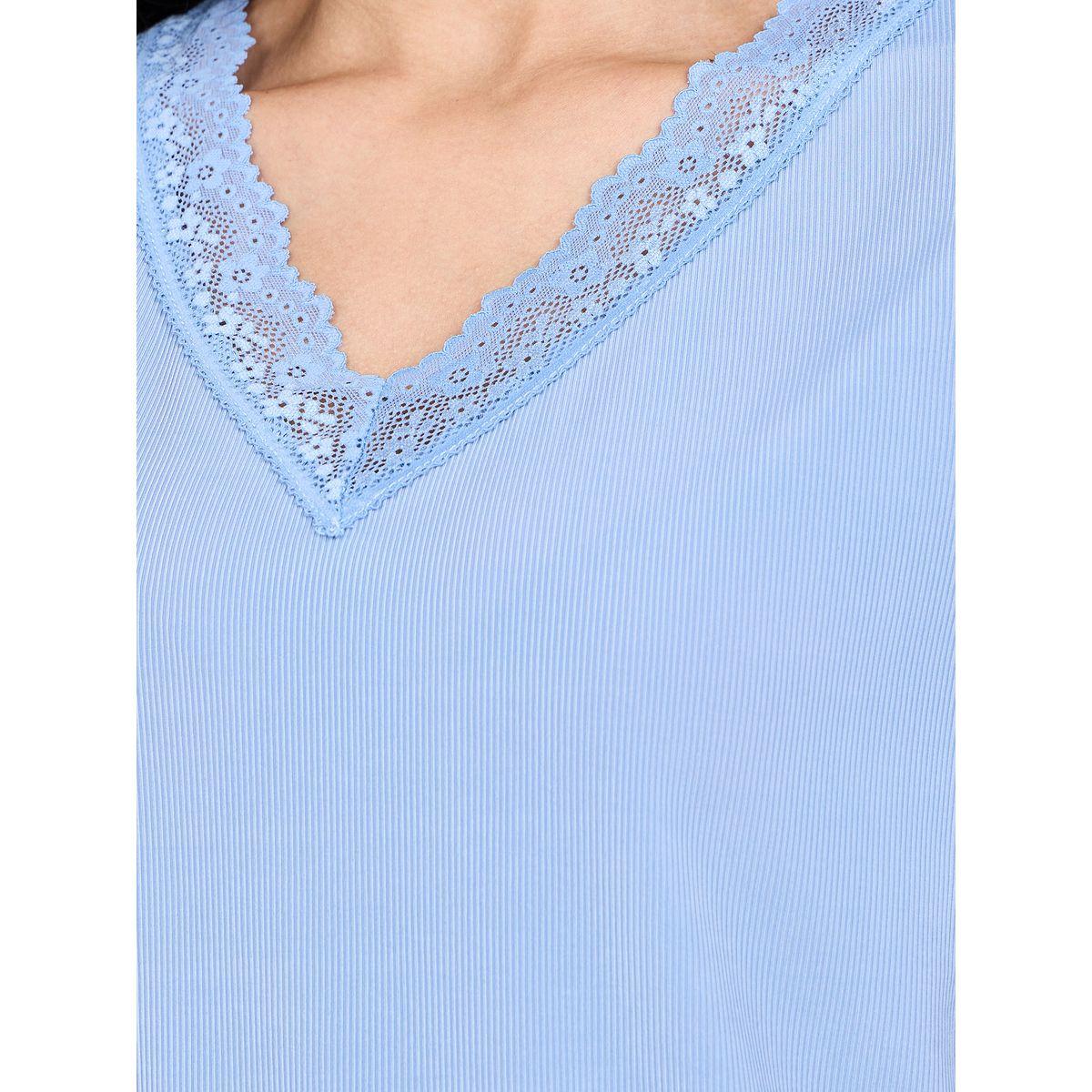 Styli Unwind Scallop Lace Trim Rib T-Shirt & Pyjama Set-women-clothing-nightwear-pyjamas-longsets-image-3