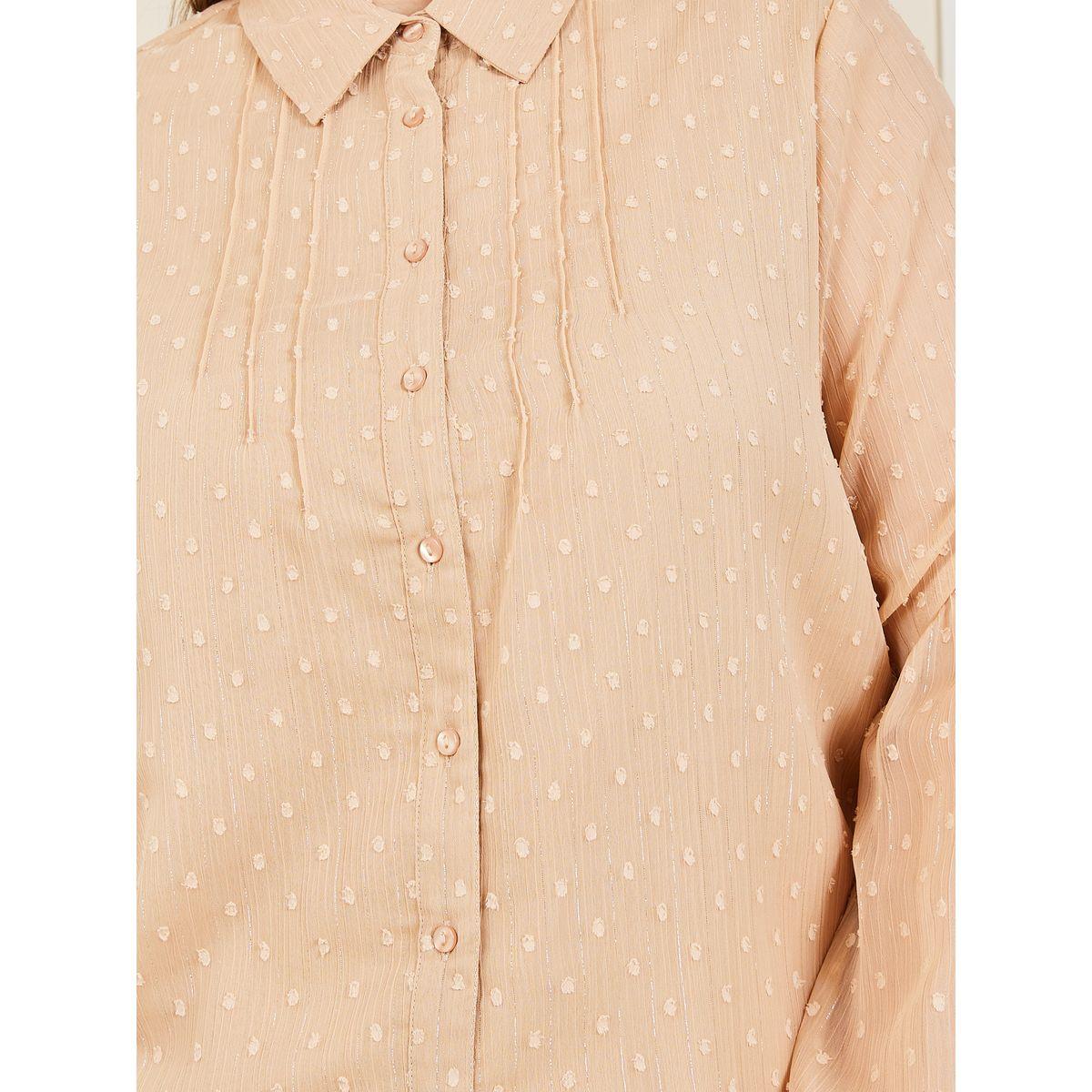 Styli Plus Button Front Dobby Textured Shirt with Long Sleeves-women-clothing-shirtsandblouses-shirts-image-4