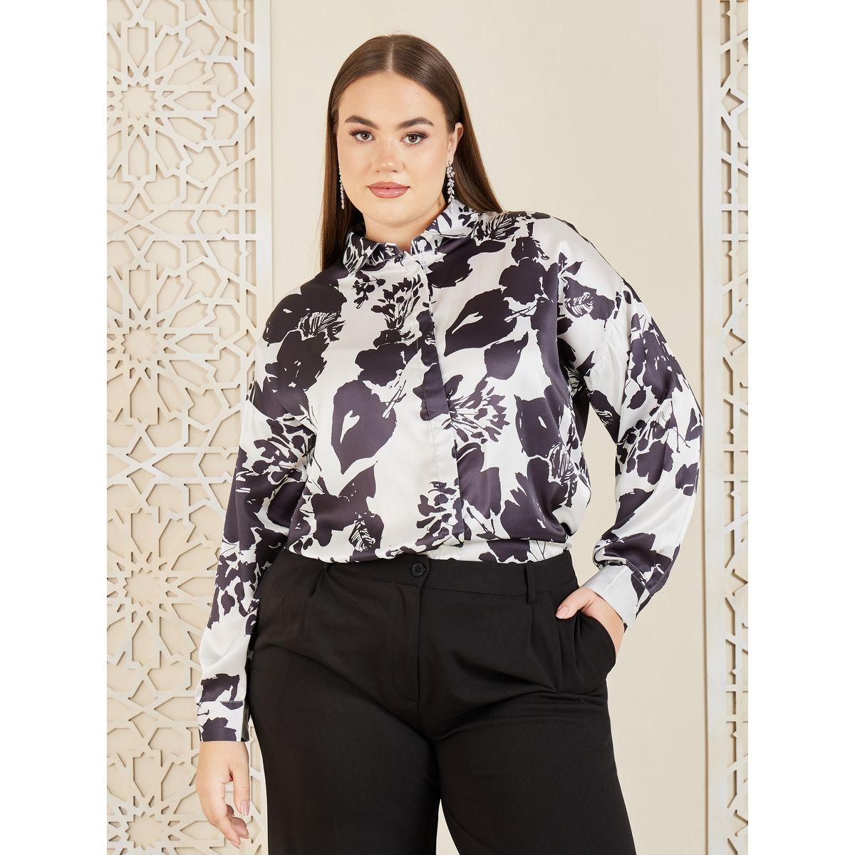 بلوزة بمقاس كبير وطبعة زهور-women-clothing-shirtsandblouses-shirts-image-1