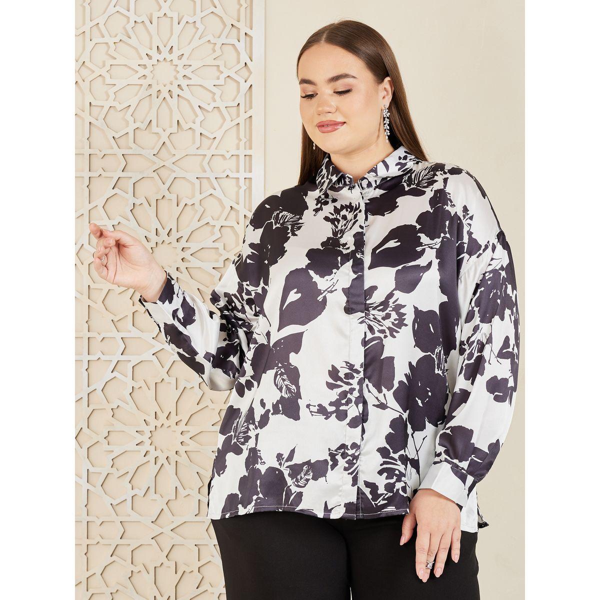 بلوزة بمقاس كبير وطبعة زهور-women-clothing-shirtsandblouses-shirts-image-2