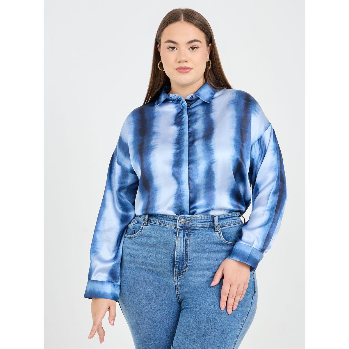 بلوزة بمقاس كبير وطبعة تاي داي-women-clothing-shirtsandblouses-shirts-image-1
