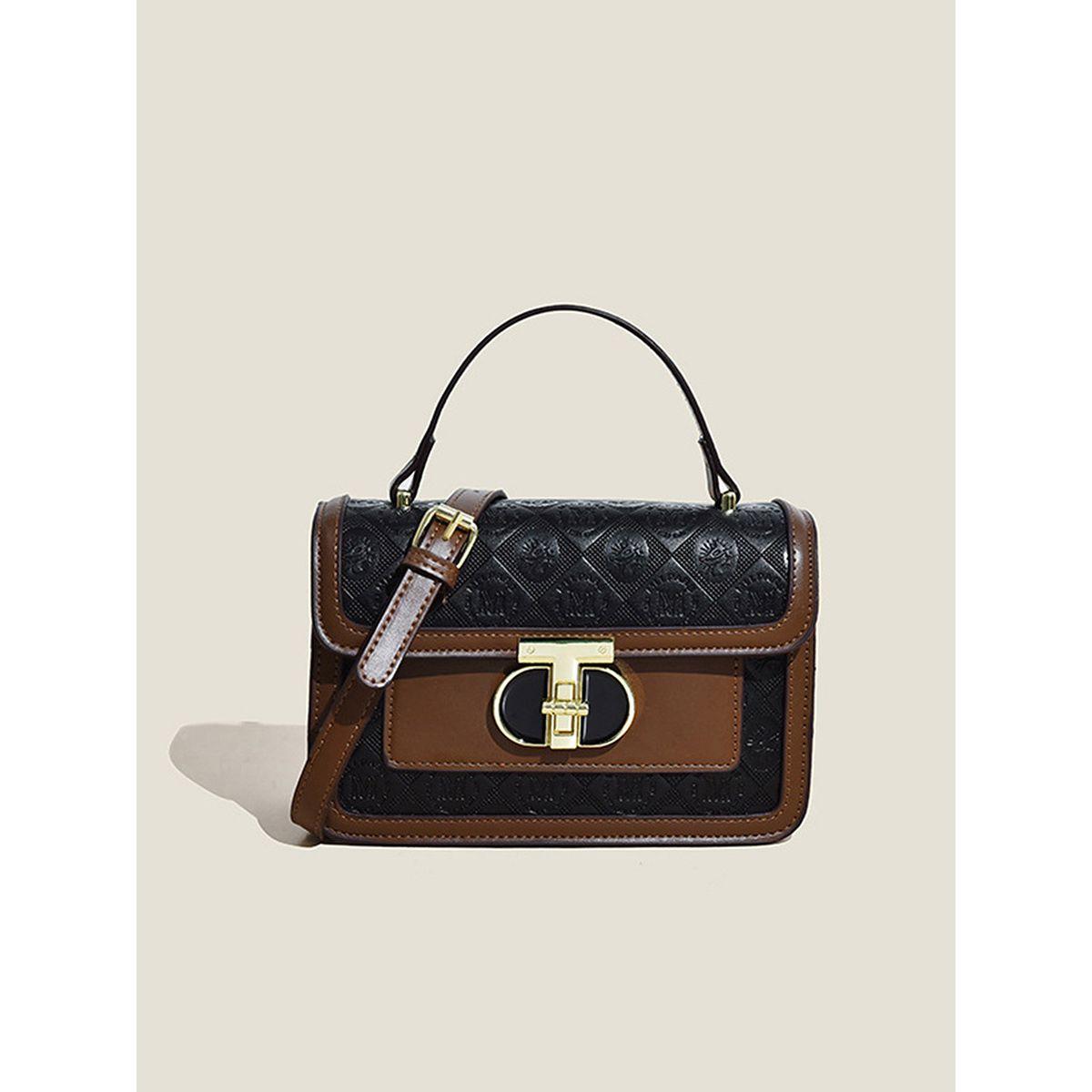 Styli Embossed Design Handbag with Turn Lock-women-bagsandwallets-handbags-image-1