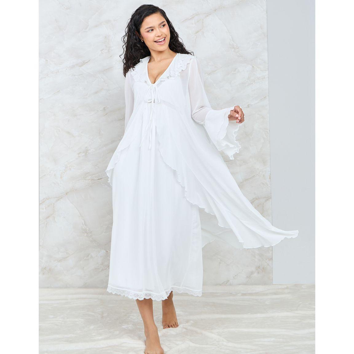 Styli Unwind Pack of 2 - Lace Trim Slip Dress & Flounce Robe-women-clothing-nightwear-nighties-image-2