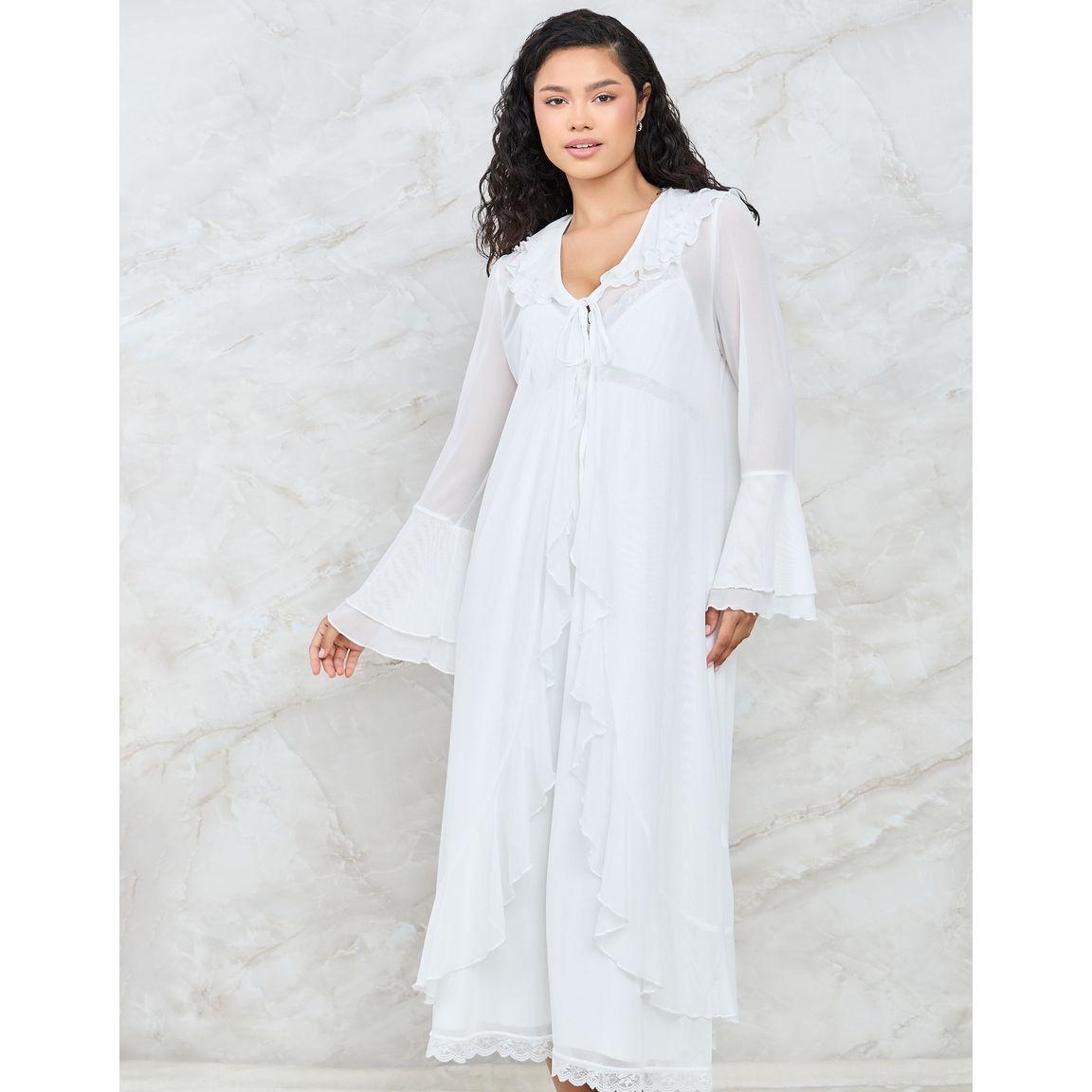 Styli Unwind Pack of 2 - Lace Trim Slip Dress & Flounce Robe-women-clothing-nightwear-nighties-image-3