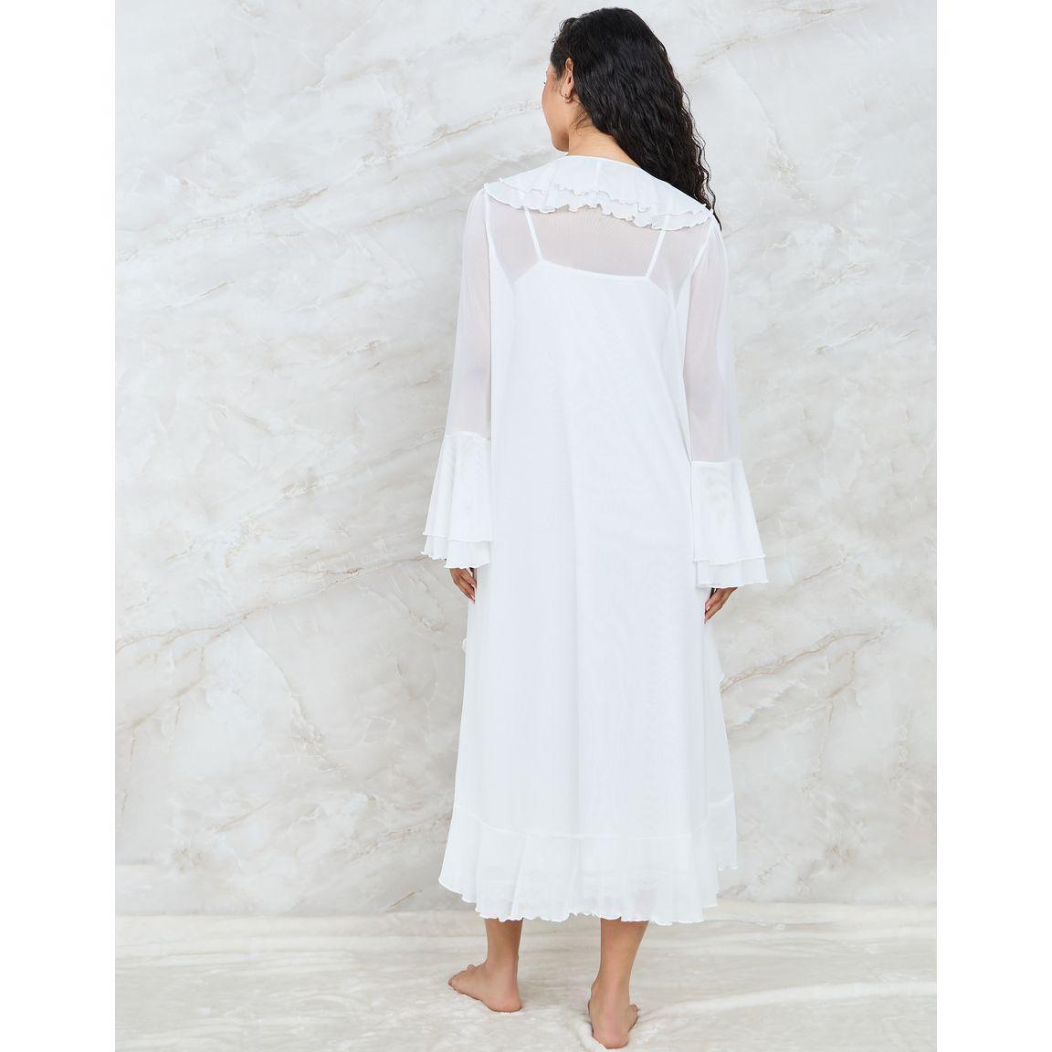 Styli Unwind Pack of 2 - Lace Trim Slip Dress & Flounce Robe-women-clothing-nightwear-nighties-image-6