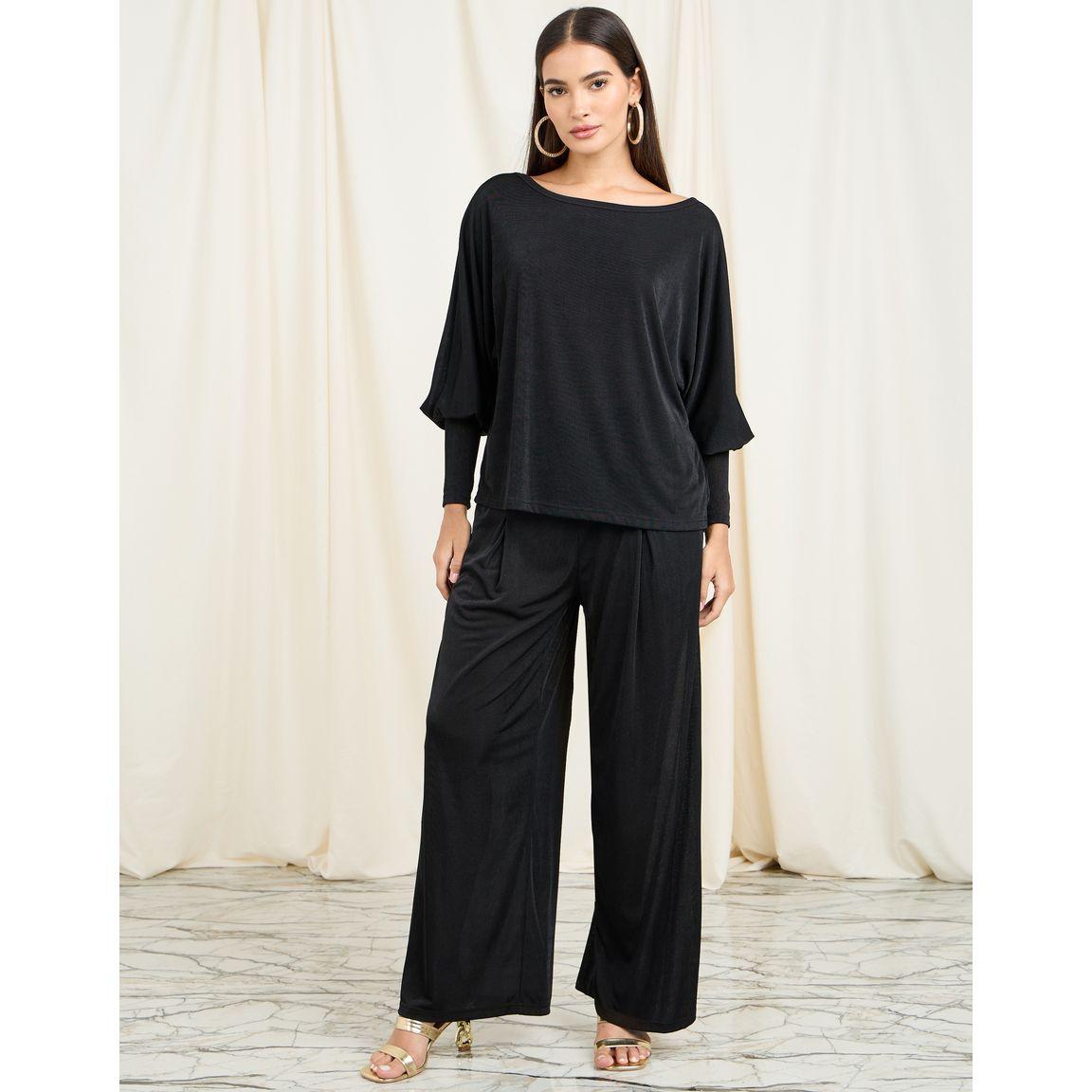 طقم منسق من بنطال وبلوزة واكمام وطواطية-women-clothing-coordsets-image-1