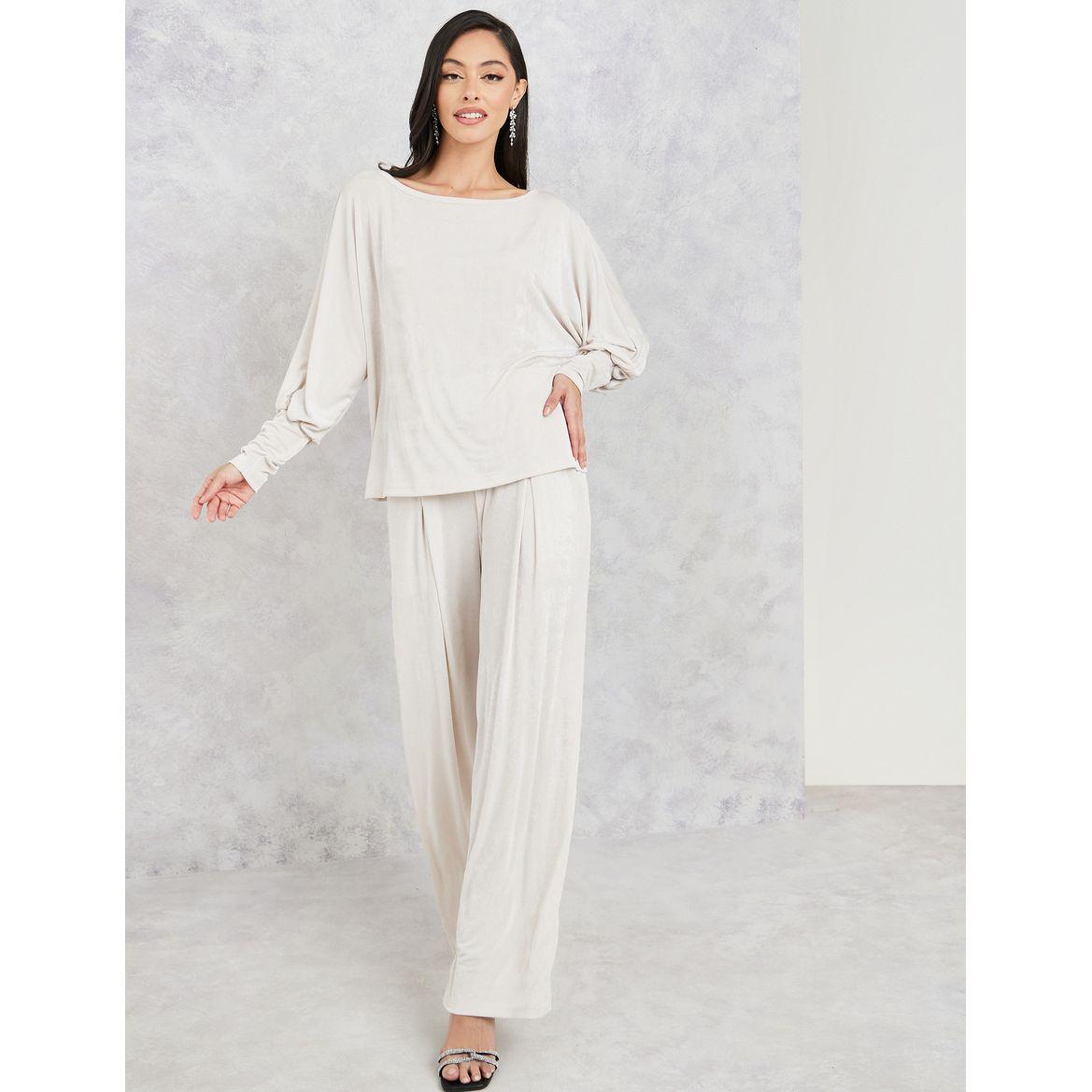 Styli Solid Wide Neck Top & Pants-women-clothing-coordsets-image-1