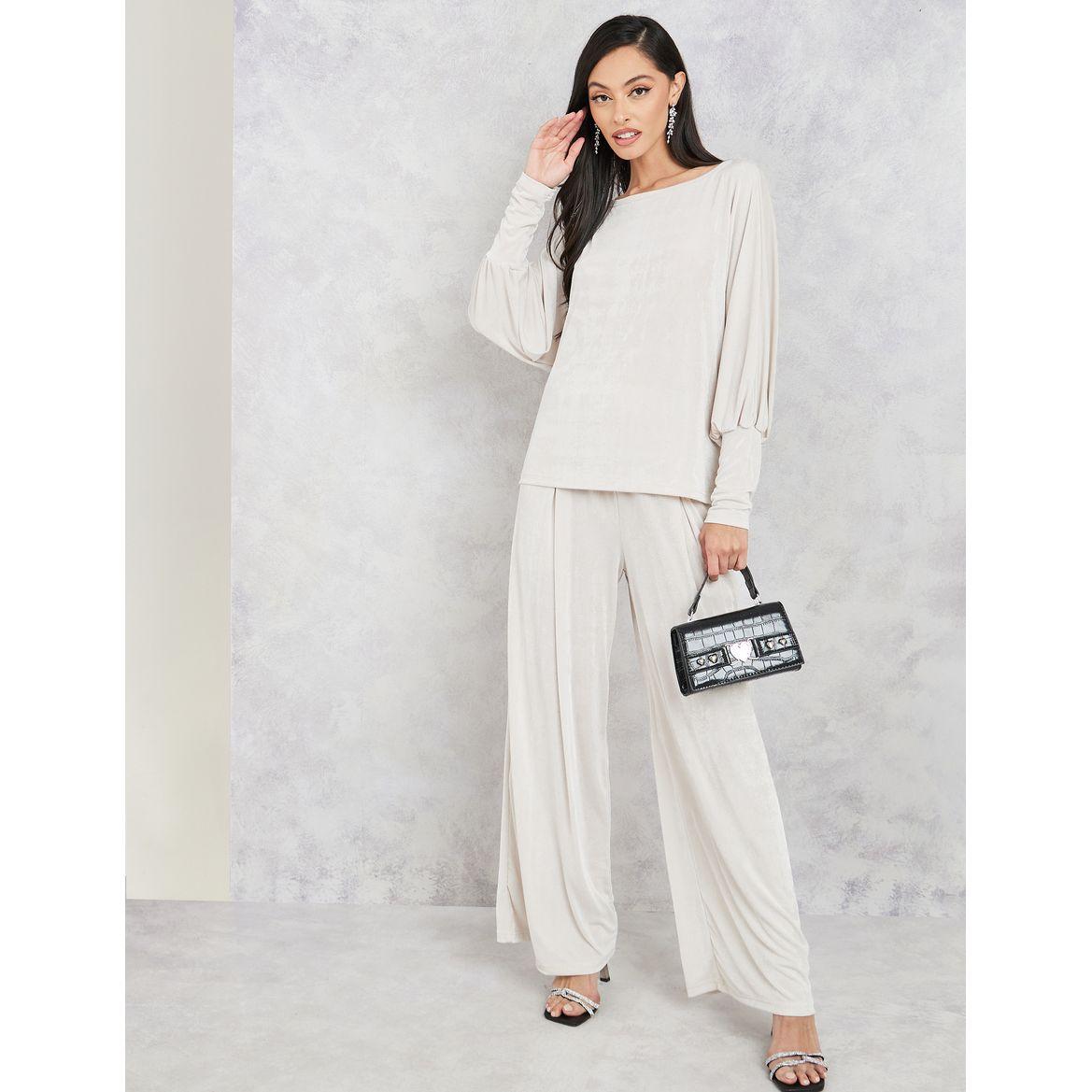 Styli Solid Wide Neck Top & Pants-women-clothing-coordsets-image-2