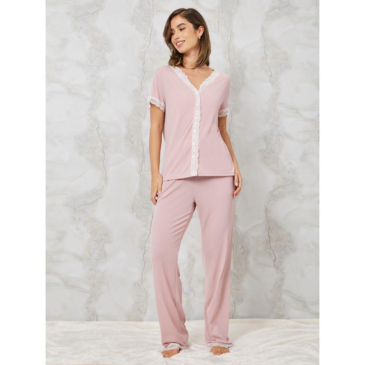 طقم بيجاما من ( بلوزة + بنطال )-women-clothing-nightwear-pyjamas-longsets-image-1