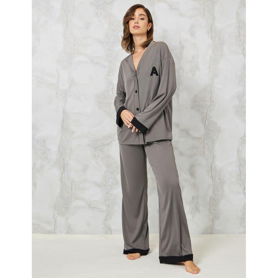 طقم بيجاما من ( بلوزة + بنطال )-women-clothing-nightwear-pyjamas-longsets-image-1