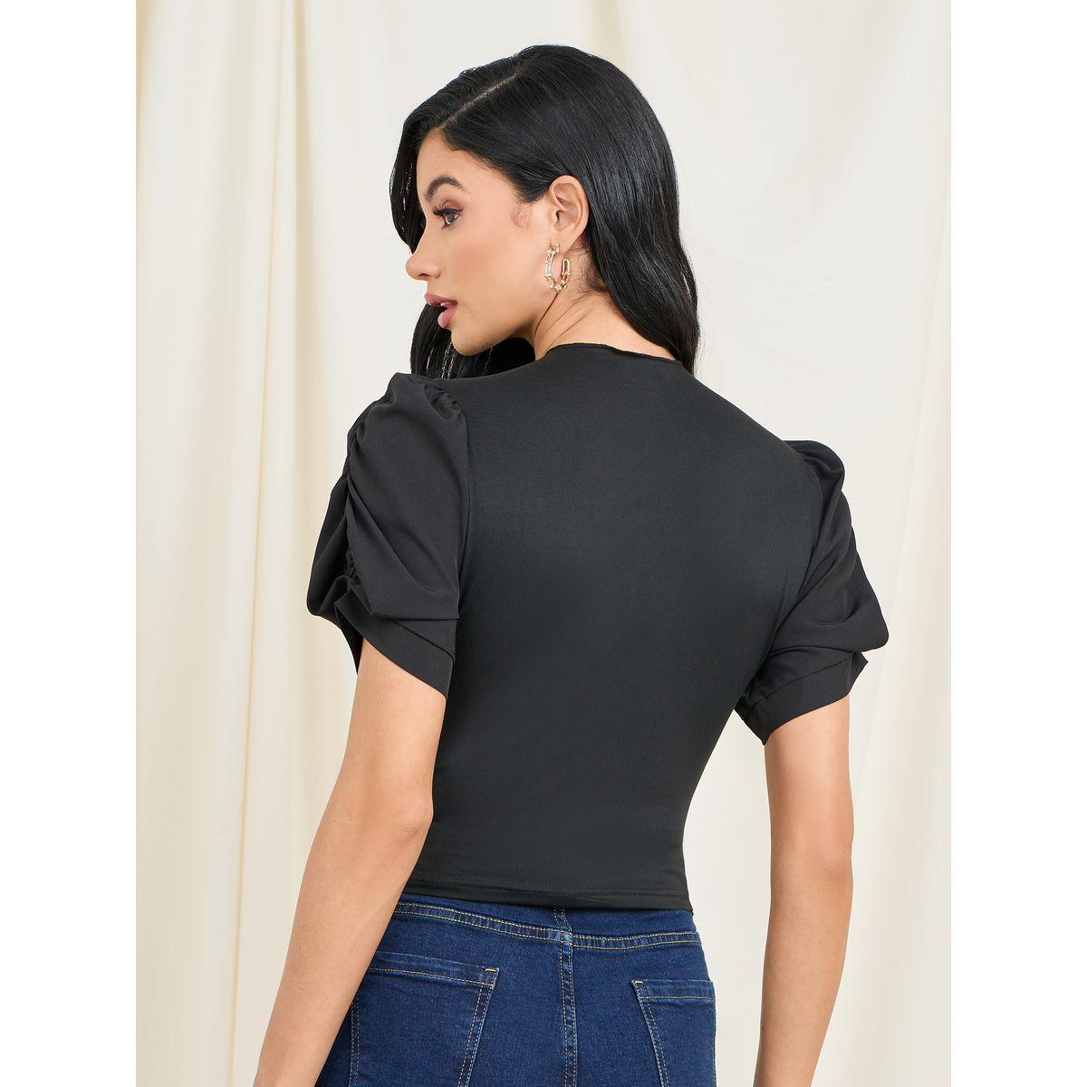 Styli High Neck Puff Sleeve Fitted T-Shirt-women-clothing-tshirts-image-4