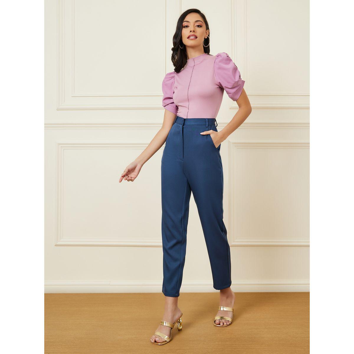 تيشيرت بياقة عالية واكمام منفوخة-women-clothing-tshirts-image-2
