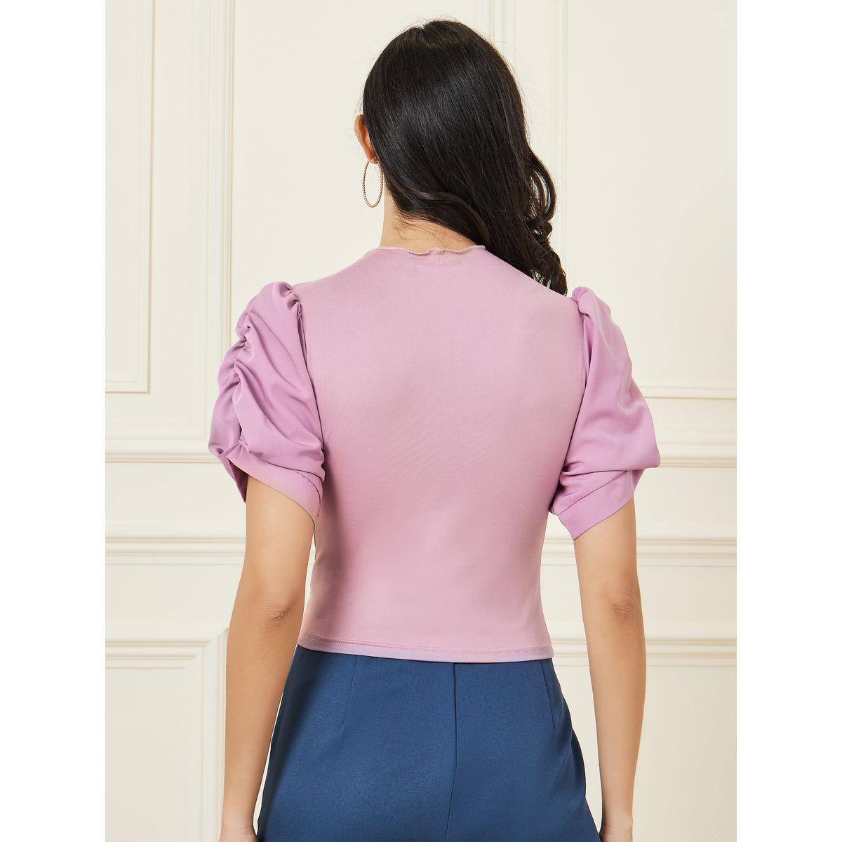 Styli High Neck Puff Sleeve Fitted T-Shirt-women-clothing-tshirts-image-5