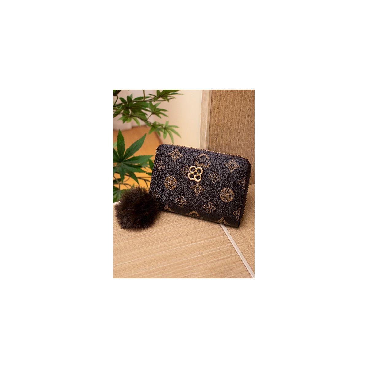 Styli Printed Zip Wallet with Pompom Detail-women-bagsandwallets-wallets-image-1