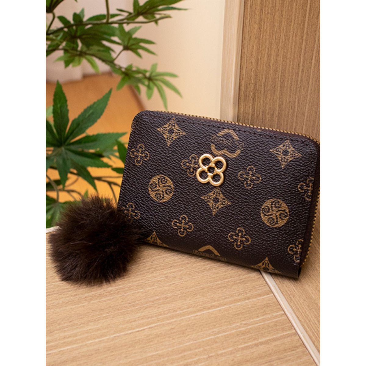 Styli Printed Zip Wallet with Pompom Detail-women-bagsandwallets-wallets-image-2