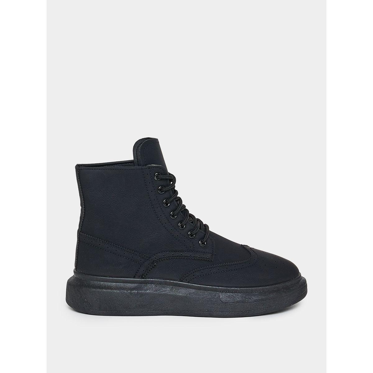 Styli Lace Up Front High Top Flat Sole Boots-men-shoes-boots-image-1