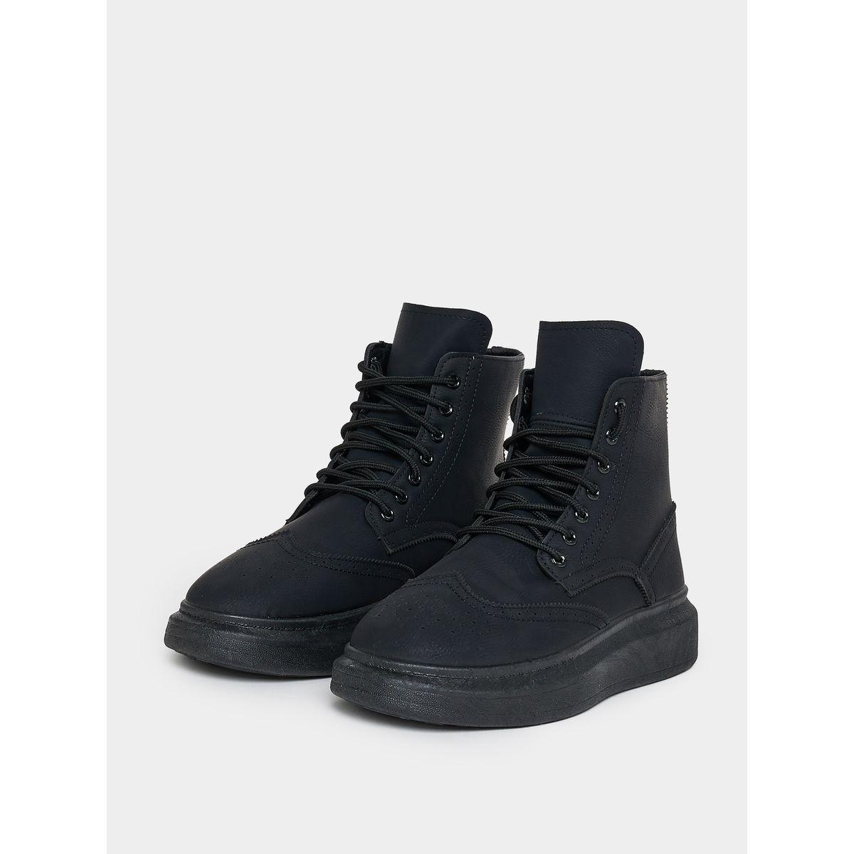 Styli Lace Up Front High Top Flat Sole Boots-men-shoes-boots-image-2