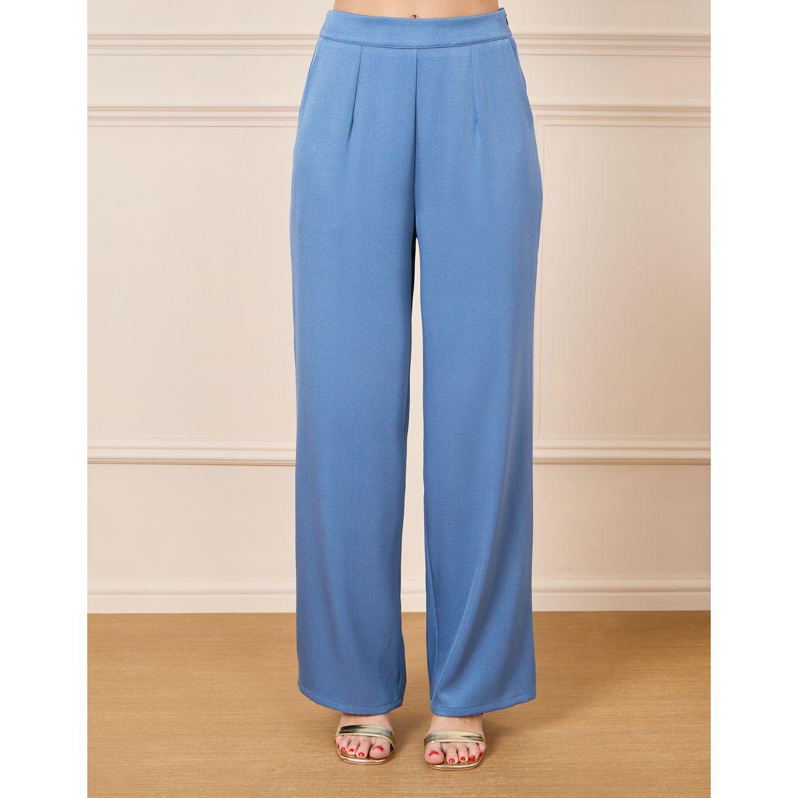 Styli Notch Lapel Collar Wrap Top with Faux Feather Trim & Pants Co-Ords-women-clothing-coordsets-image-4