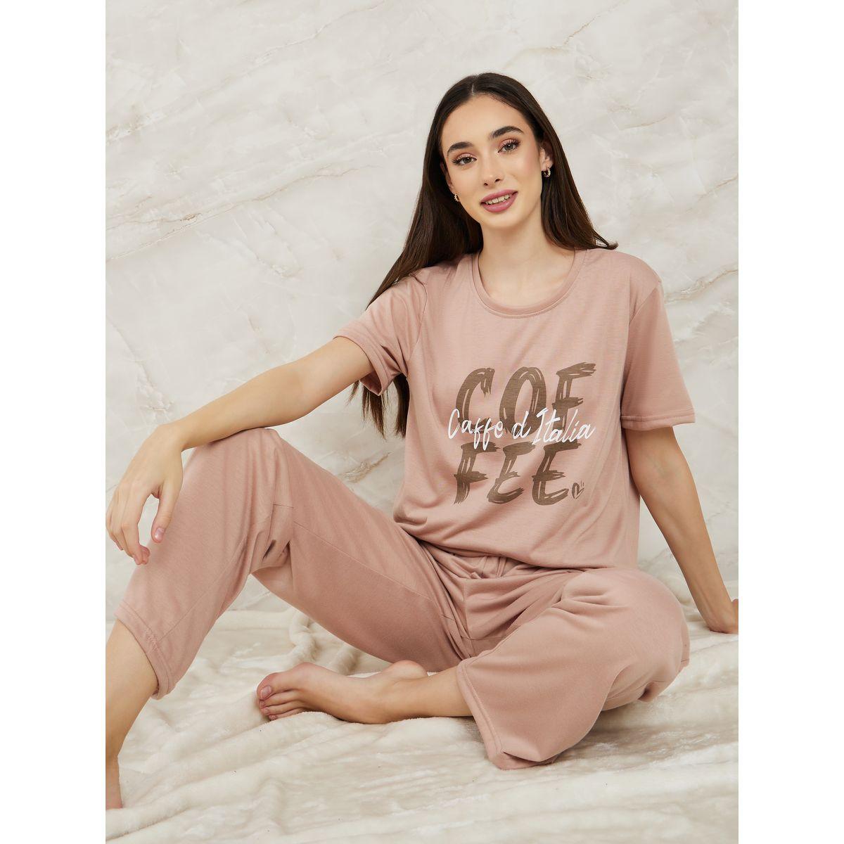 طقم بيجاما من ( بنطال + تيشيرت )-women-clothing-nightwear-pyjamas-longsets-image-1