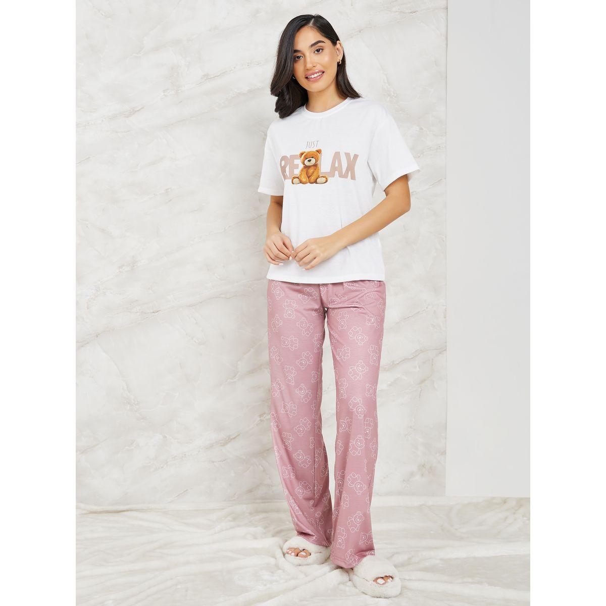 طقم بيجاما من ( بنطال + تيشيرت )-women-clothing-nightwear-pyjamas-longsets-image-1