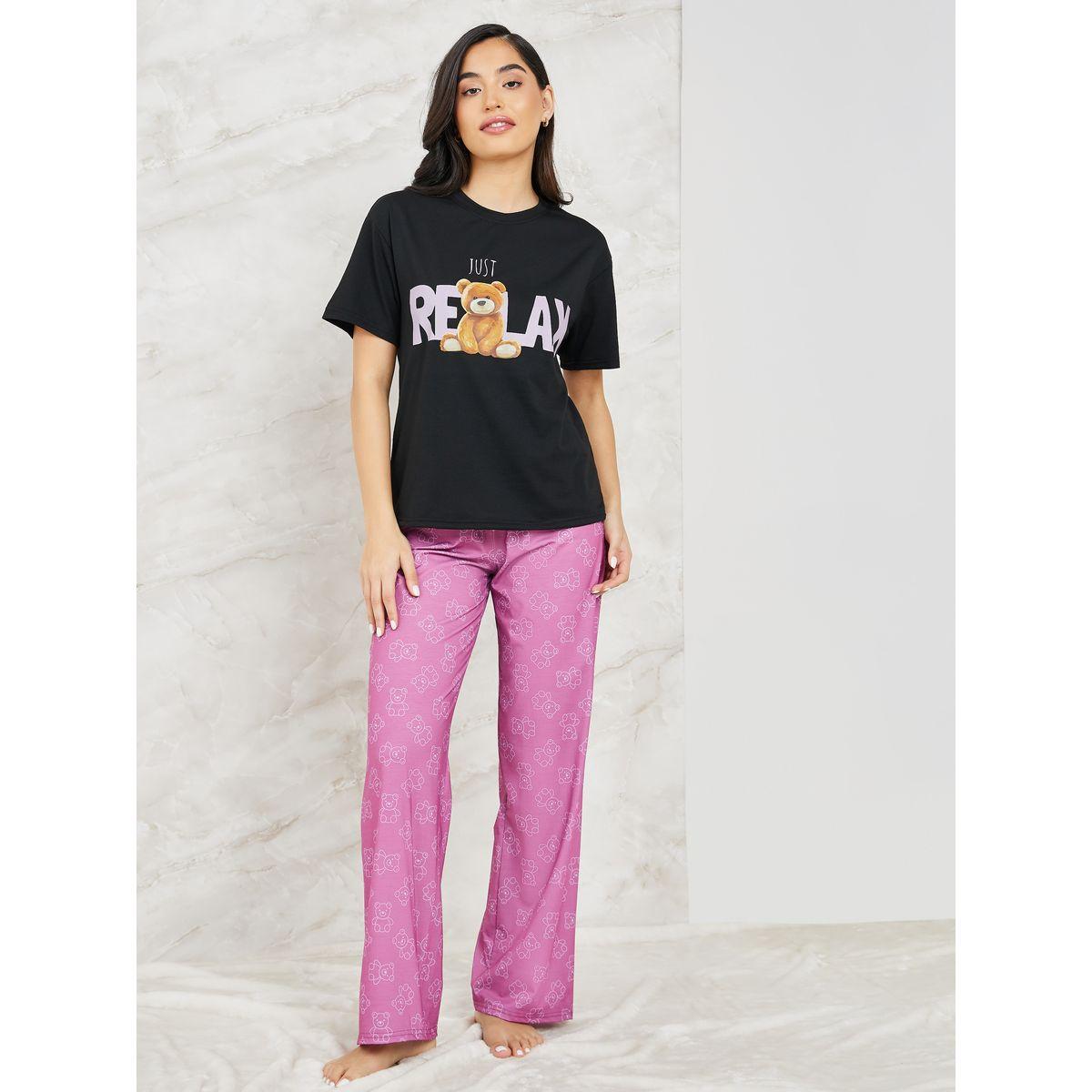 طقم بيجاما من ( بنطال + تيشيرت )-women-clothing-nightwear-pyjamas-longsets-image-1