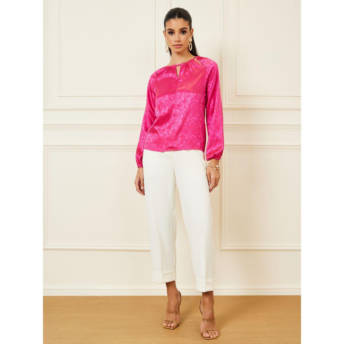 Styli Jacquard Cut-Out Panel Detail Blouse-women-clothing-shirtsandblouses-blouses-image-3