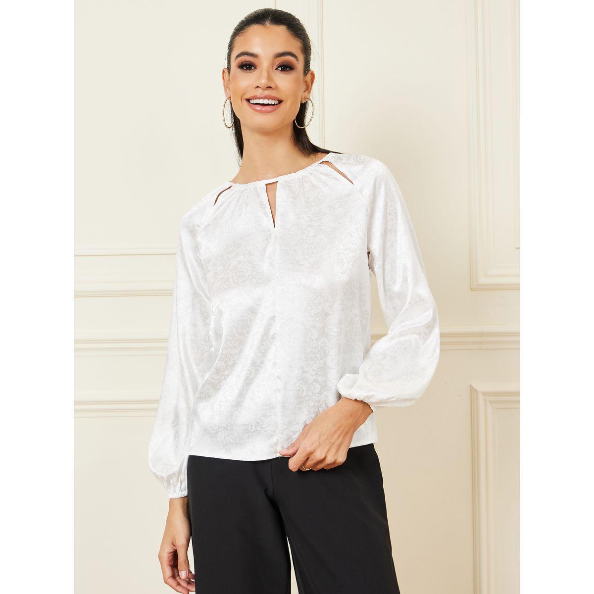Styli Jacquard Cut-Out Panel Detail Blouse-women-clothing-shirtsandblouses-blouses-image-2
