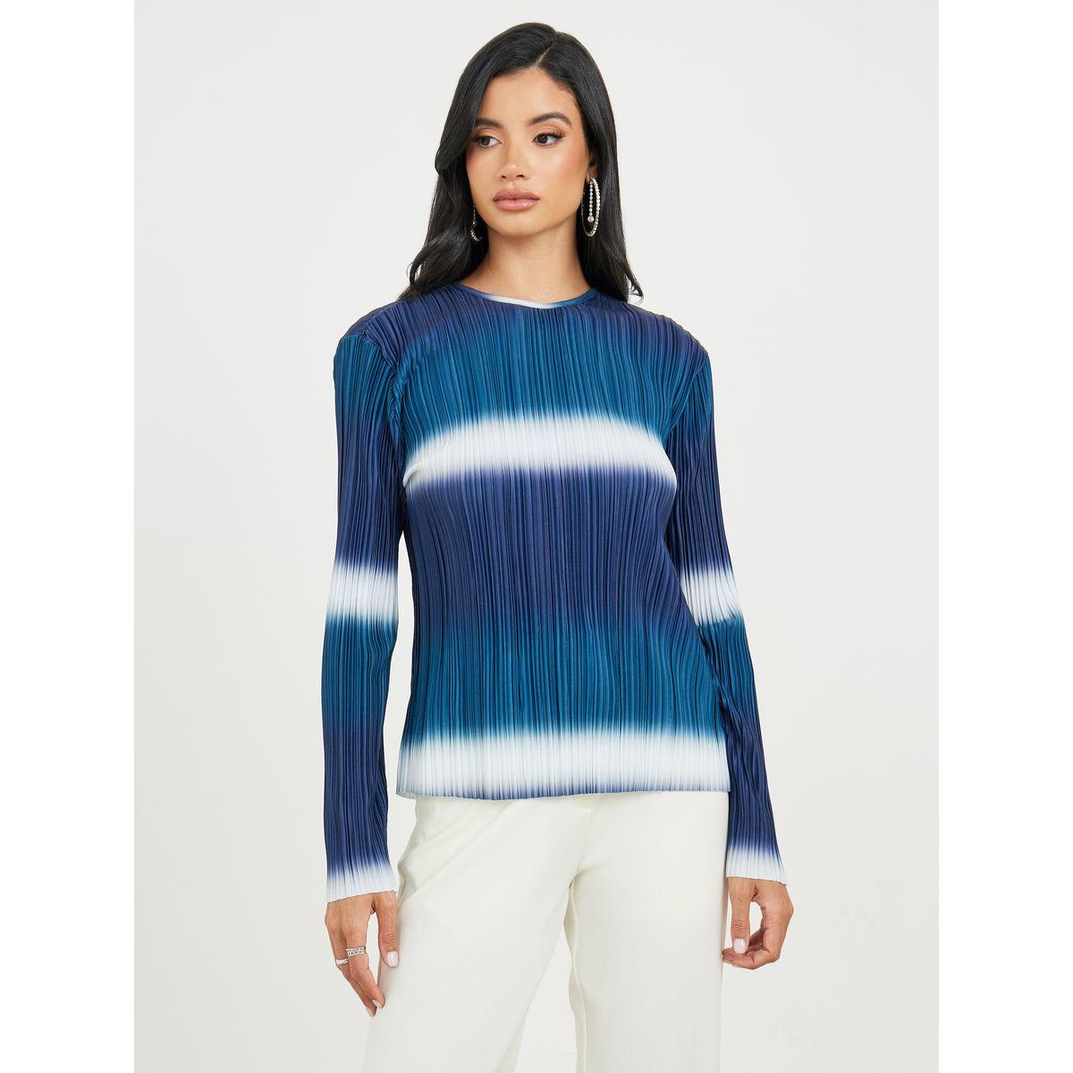 Styli Tie and Dye Print Plisse Knit Top-women-clothing-shirtsandblouses-blouses-image-2