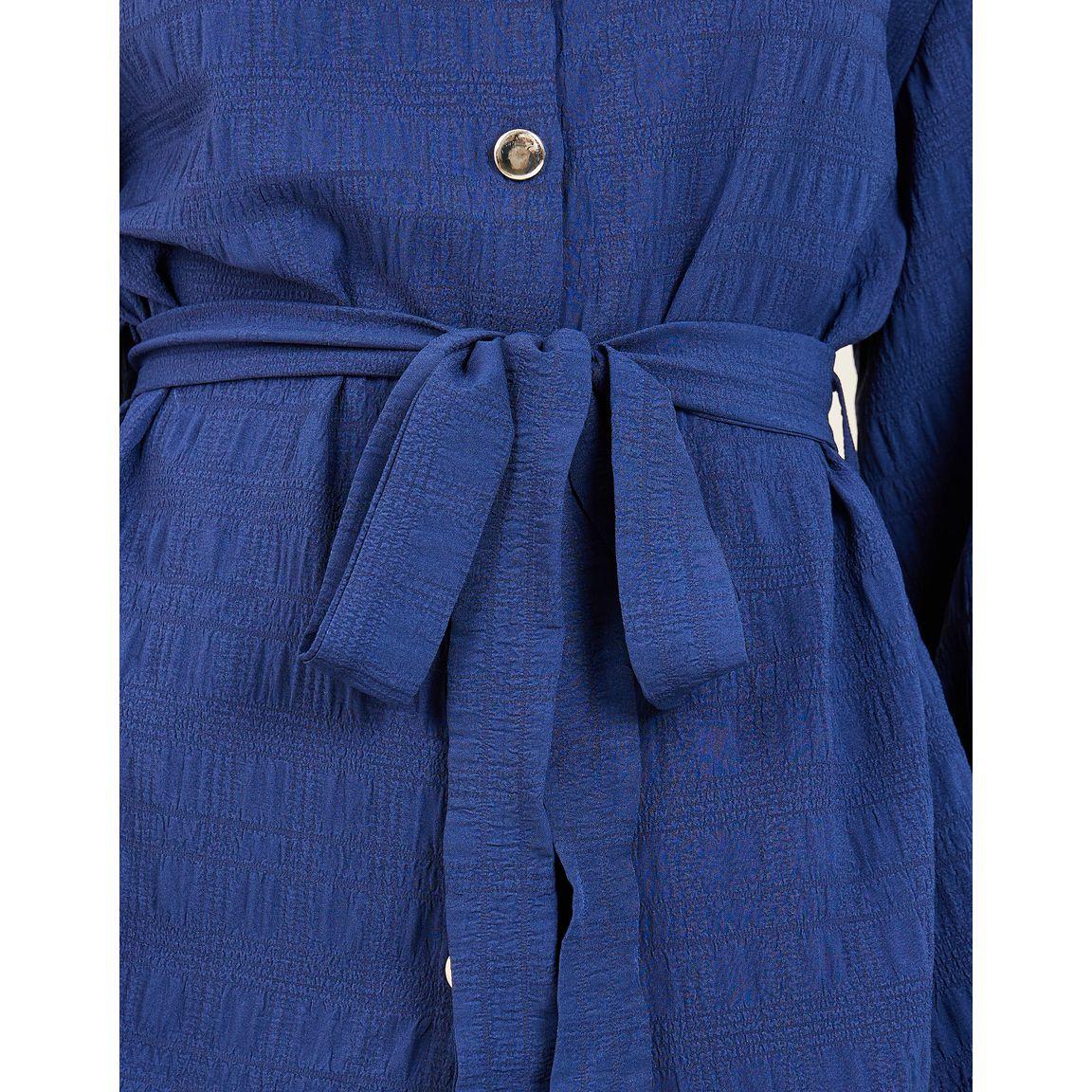 Styli Textured Shirt with Tie Up Belt & Wide Leg Pants Co-Ord-women-clothing-coordsets-image-3