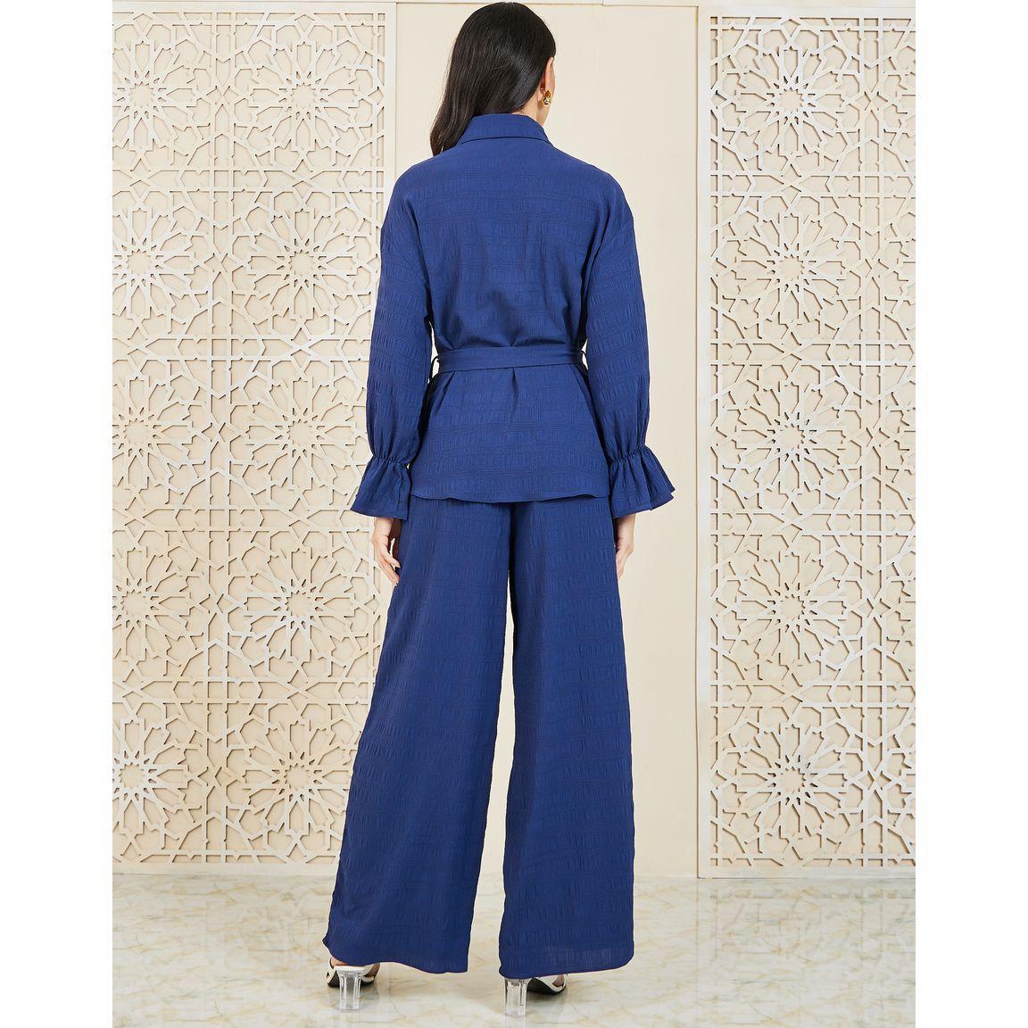 طقم منسق من ( بنطال + بلوزة + رباط خصر )-women-clothing-coordsets-image-5