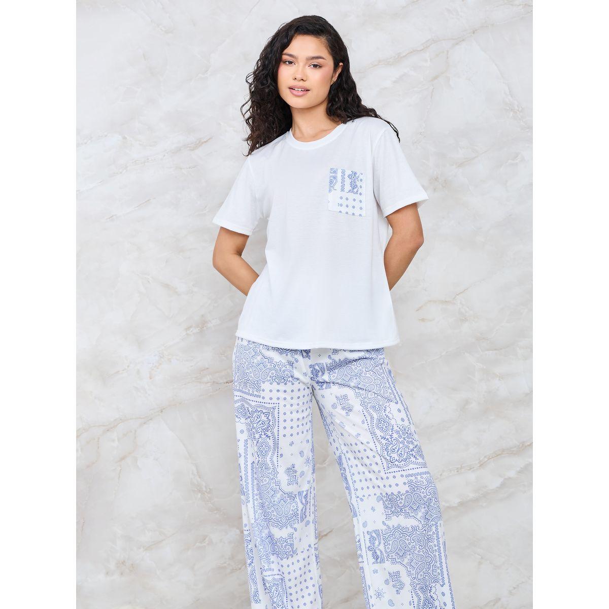 قميص جيب مطبوع من Styli Unwind وطقم بيجاما عريض الساق-women-clothing-nightwear-pyjamas-longsets-image-2