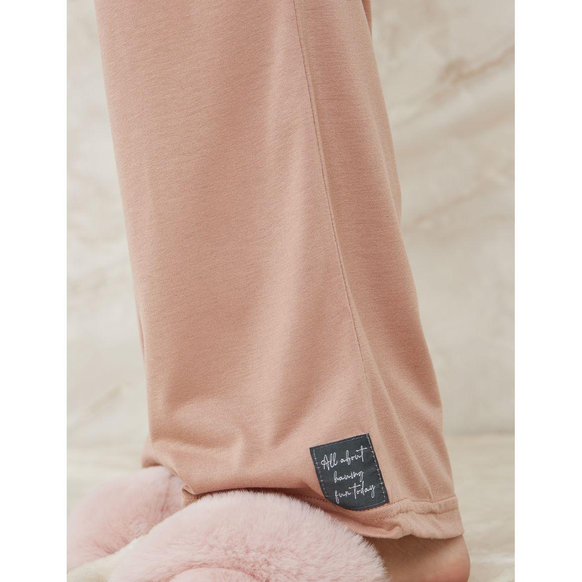 Styli Unwind Drop Shoulder Patch Detail T-Shirt & Pyjama Set-women-clothing-nightwear-pyjamas-longsets-image-5