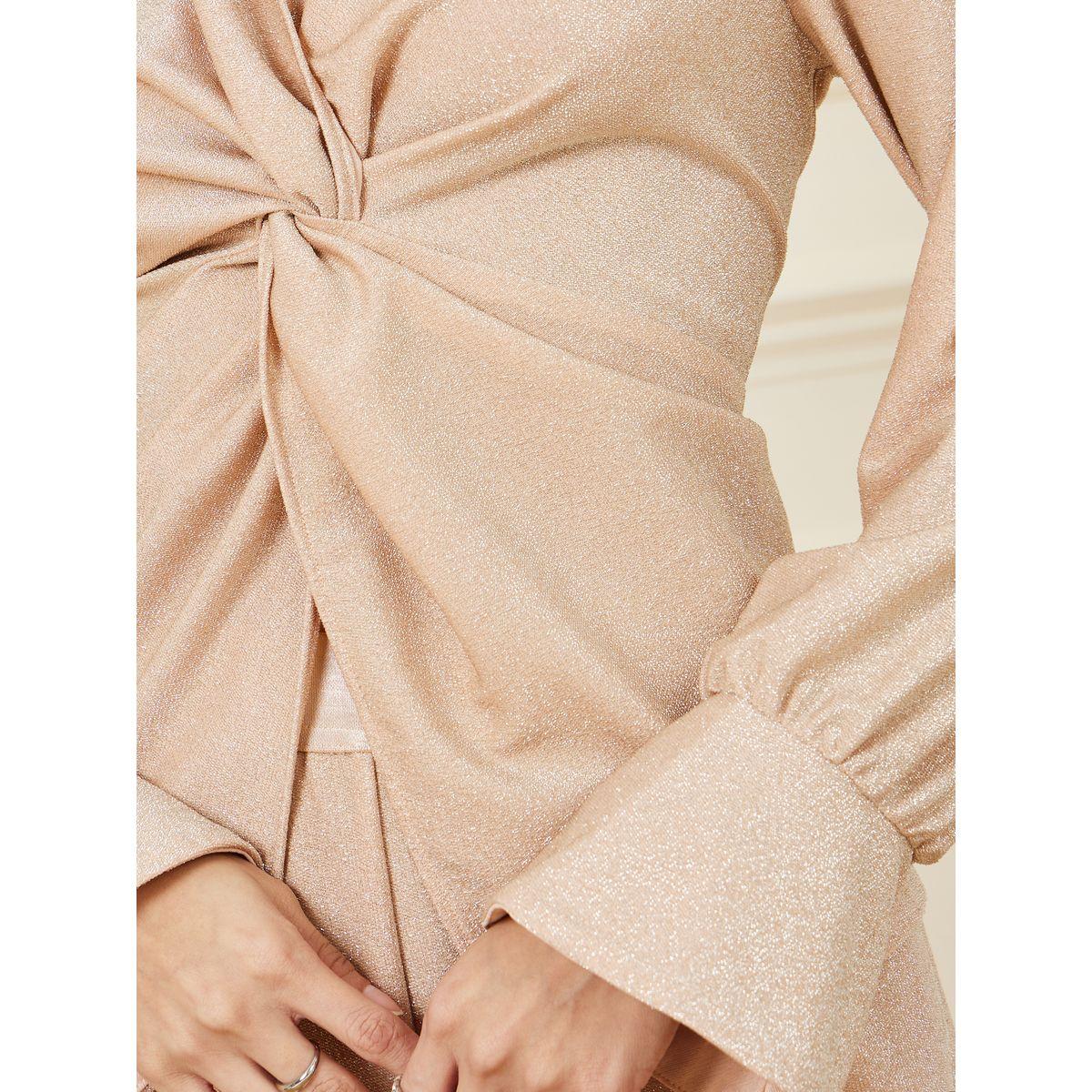 Styli Twisted Front Shimmer Look Top & Pants Co-Ords-women-clothing-coordsets-image-3