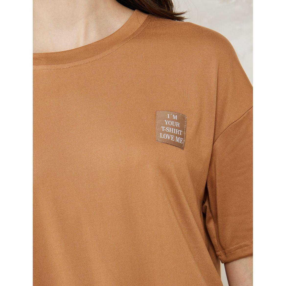 Styli Unwind Drop Shoulder Patch Detail T-Shirt & Shorts Set-women-clothing-nightwear-pyjamas-shortsets-image-4