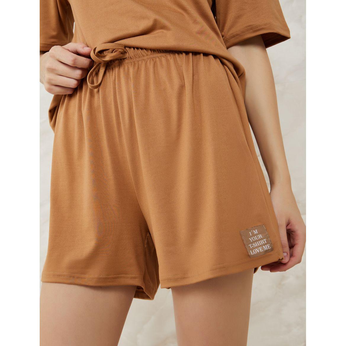 Styli Unwind Drop Shoulder Patch Detail T-Shirt & Shorts Set-women-clothing-nightwear-pyjamas-shortsets-image-6