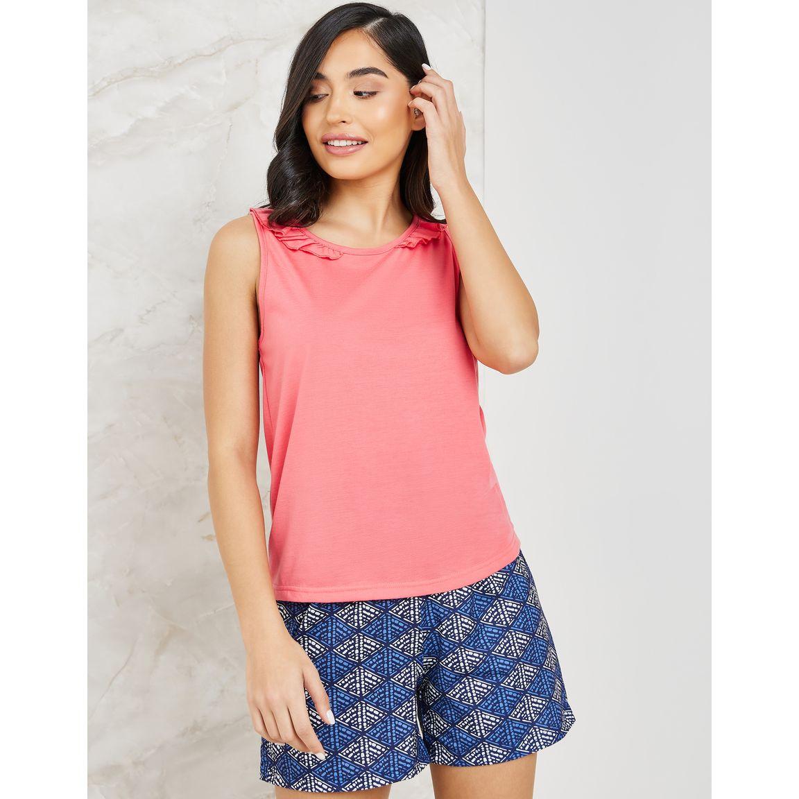 طقم بيجاما من ( شورت + فيست )-women-clothing-nightwear-pyjamas-shortsets-image-1