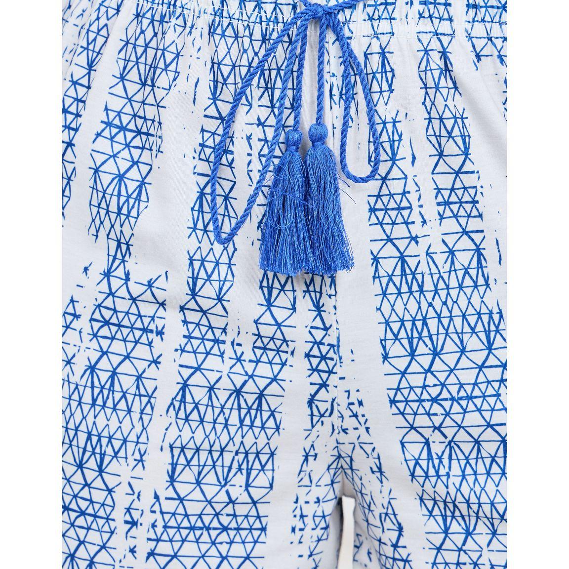Styli Unwind Ruffle Shoulder Vest & Ikat Print Tassel Tie Shorts Set-women-clothing-nightwear-pyjamas-shortsets-image-7