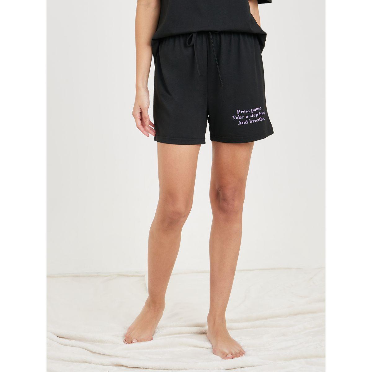 Styli Unwind Slogan Print T-shirt and Short Set-women-clothing-nightwear-pyjamas-shortsets-image-5