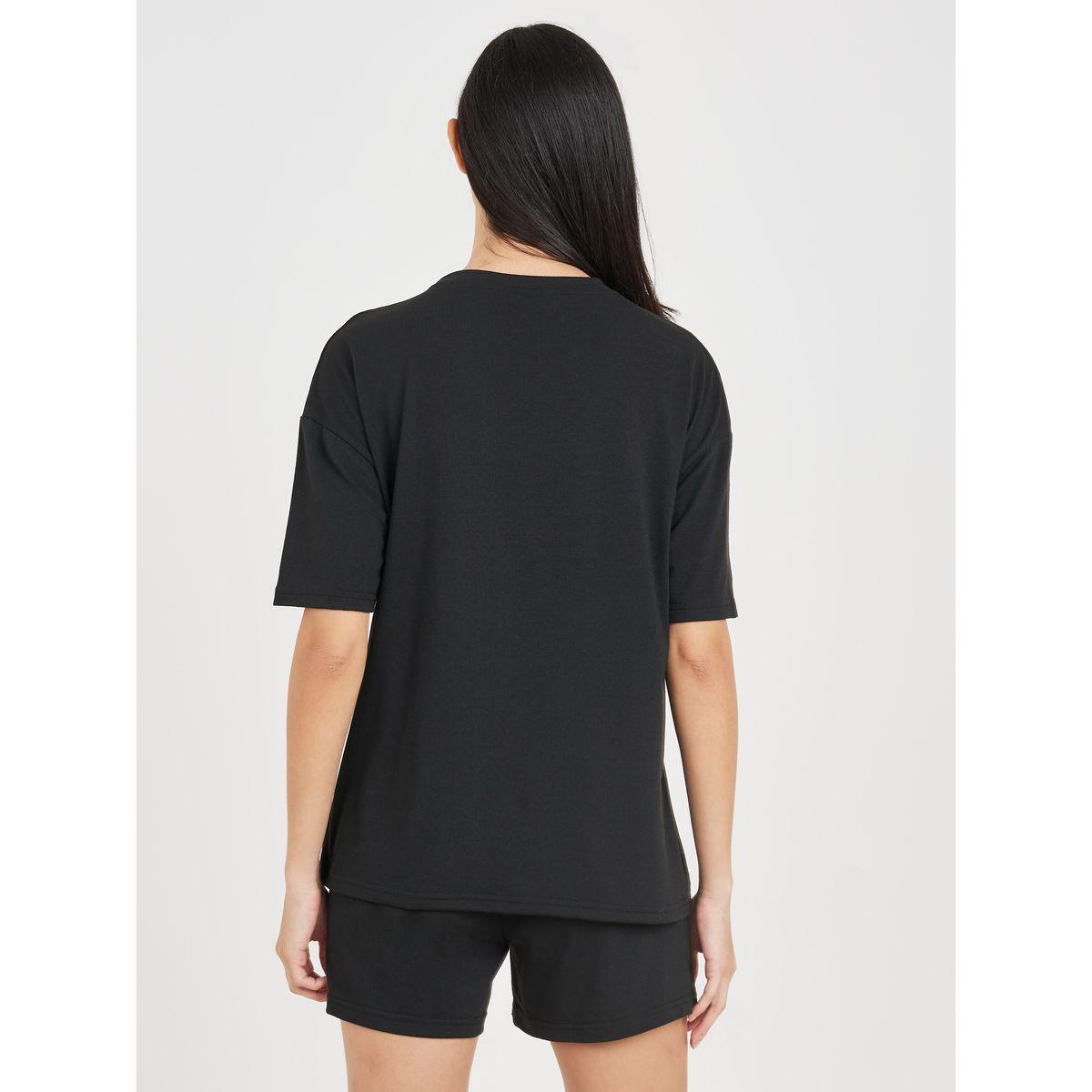 Styli Unwind Slogan Print T-shirt and Short Set-women-clothing-nightwear-pyjamas-shortsets-image-7
