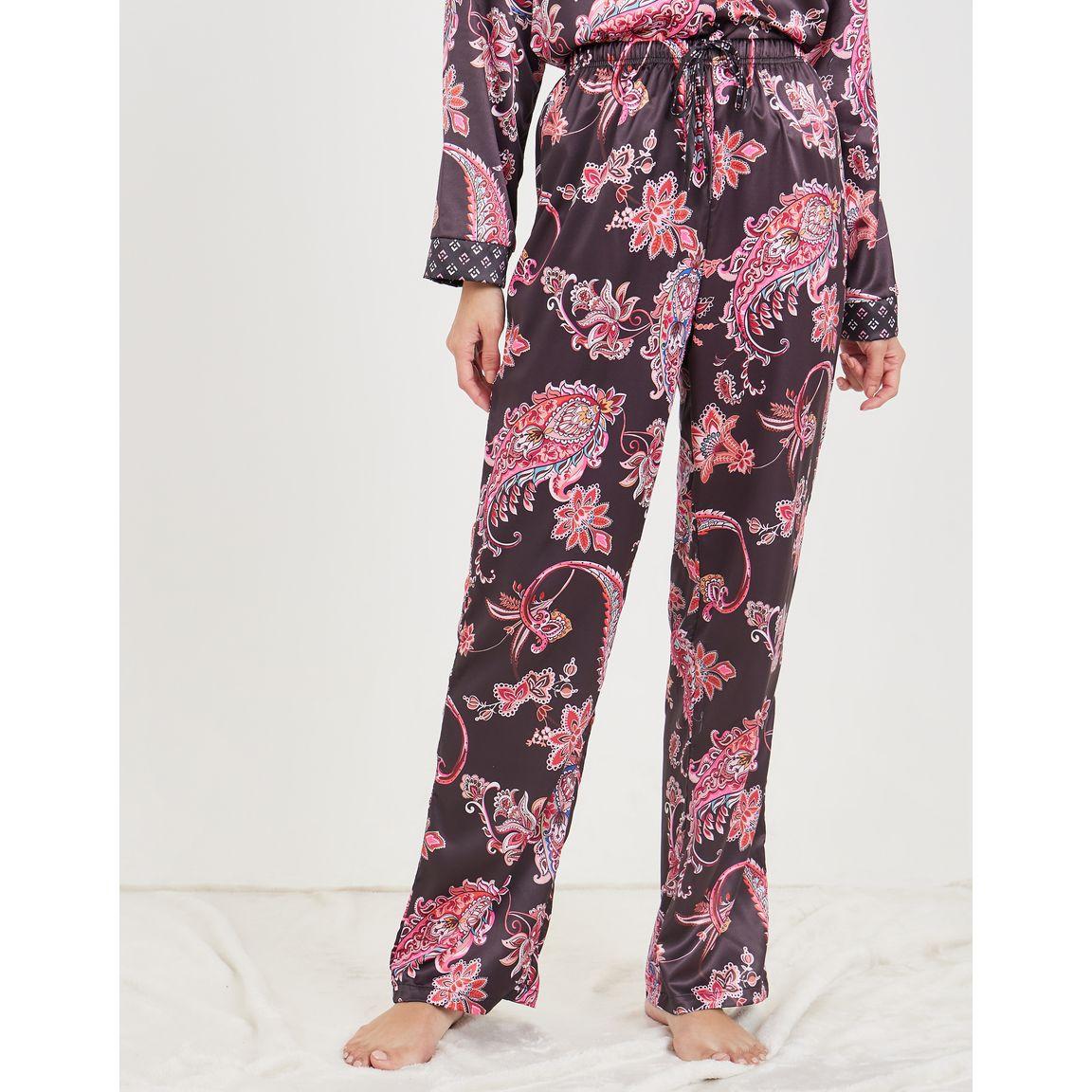 مجموعة من بنطال بيجاما مع بلوزة ساتان-women-clothing-nightwear-pyjamas-longsets-image-4