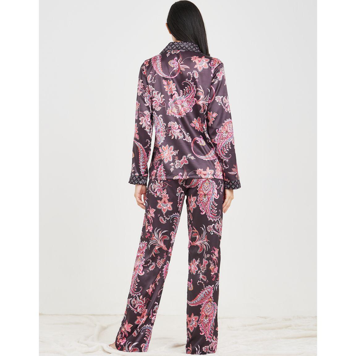 مجموعة من بنطال بيجاما مع بلوزة ساتان-women-clothing-nightwear-pyjamas-longsets-image-5