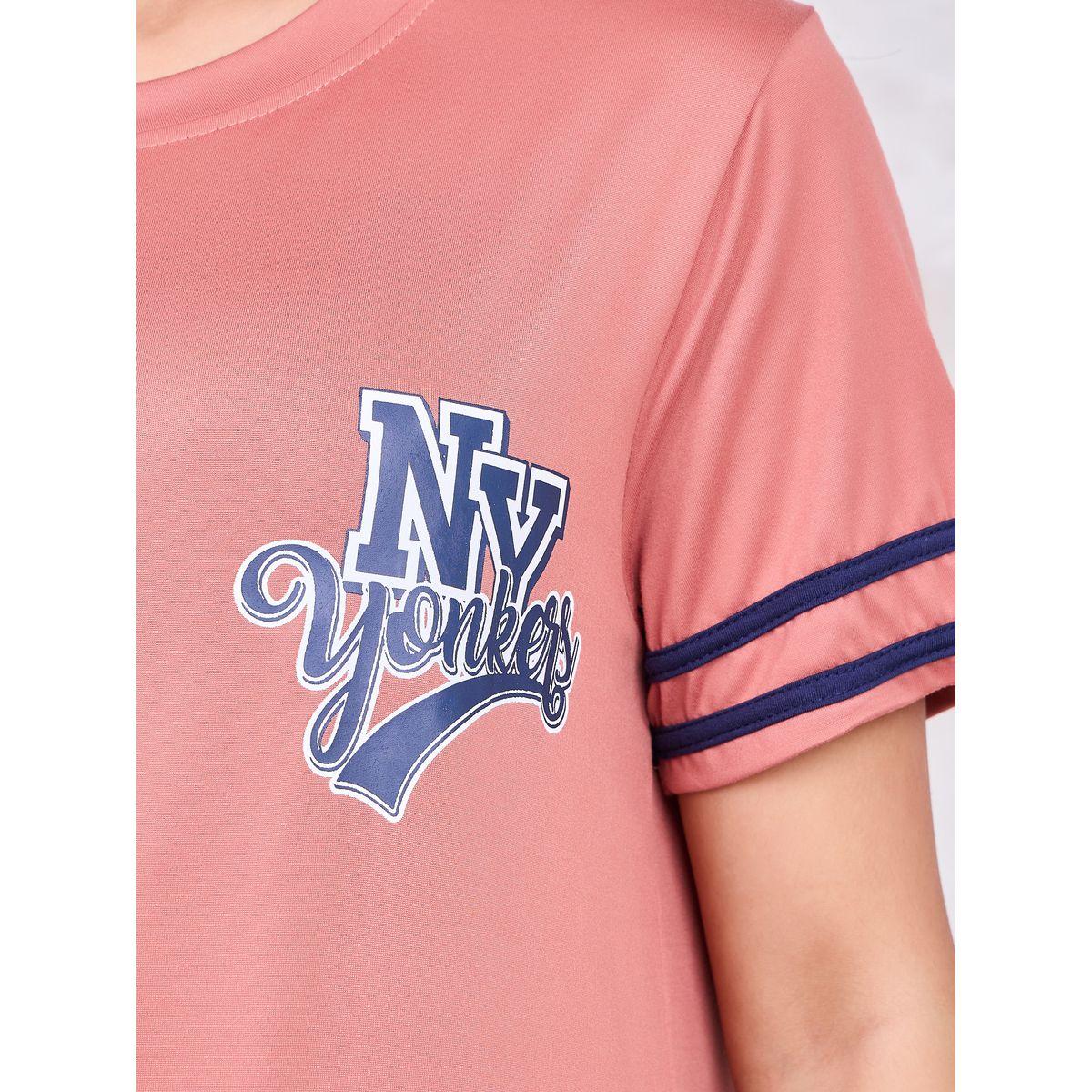Styli Unwind NY Slogan Printed Stripe Detail Sleep T-Shirt Dress-women-clothing-nightwear-nighties-image-3