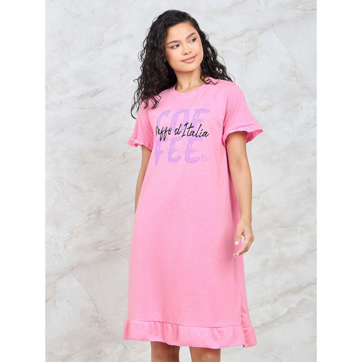 Styli Unwind Coffee Graphic Ruffle Hem Sleep T-Shirt Dress-women-clothing-nightwear-nighties-image-2